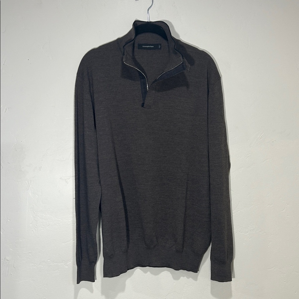 Men's Zegna Wool Brown Sweater L/XL - Picture 3 of 13